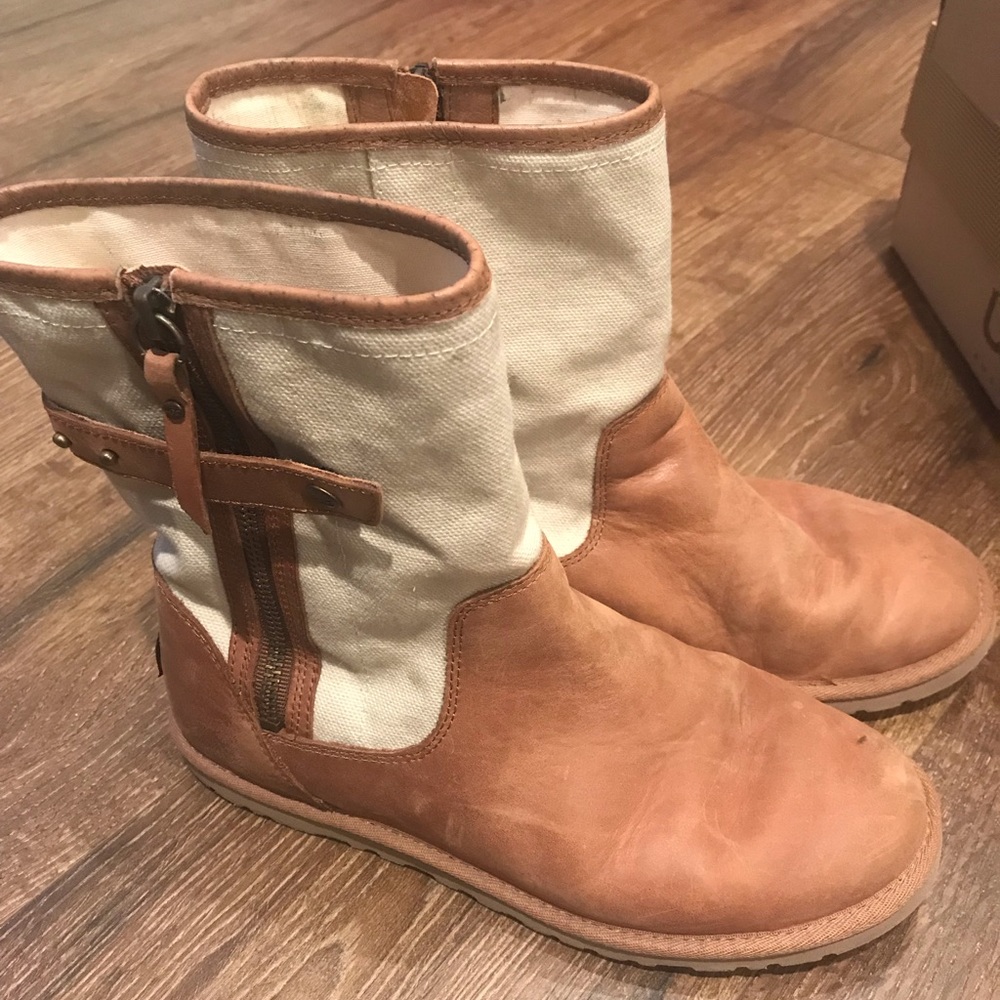 Barley worn Ugg canvas/leather boots